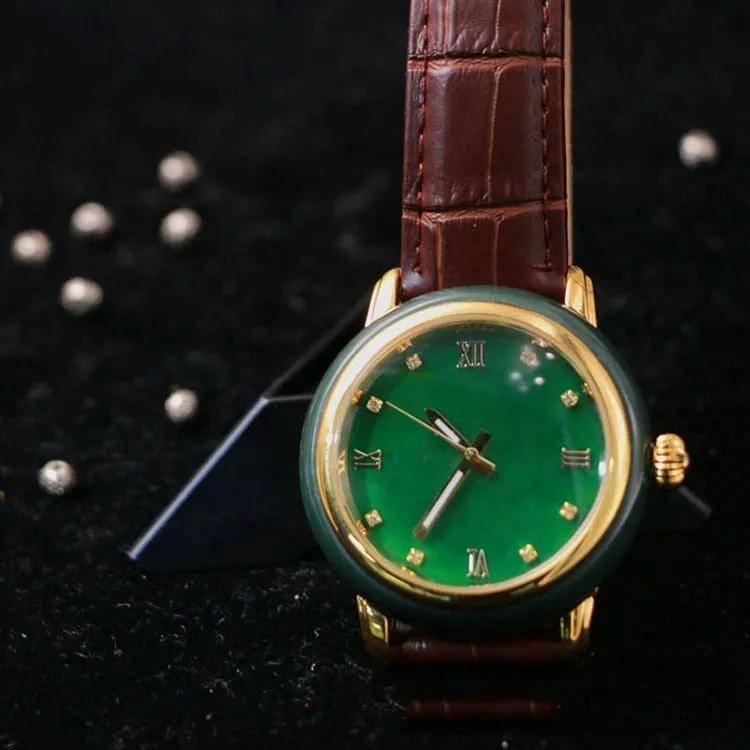 Unisex Luxury Fashion Pure Natural Jade Business Waterproof Watch