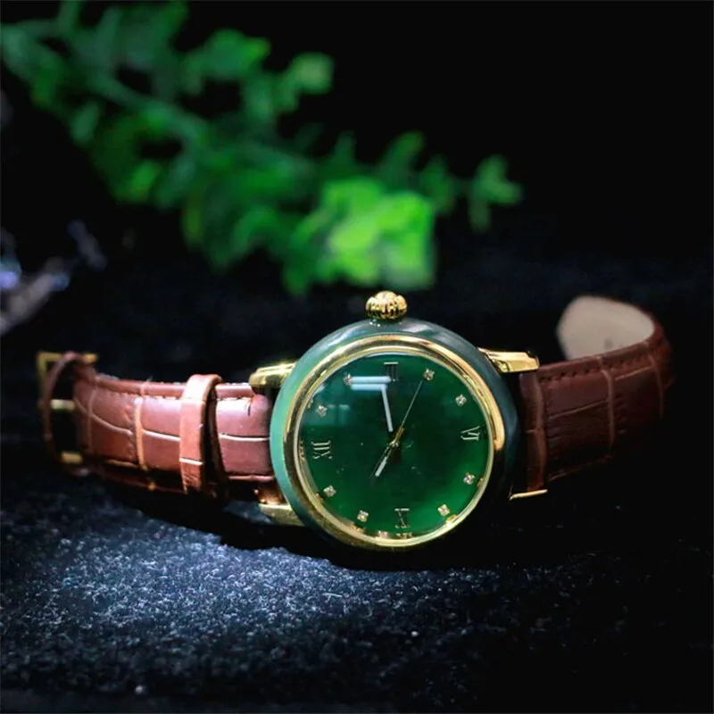 Unisex Luxury Fashion Pure Natural Jade Business Waterproof Watch