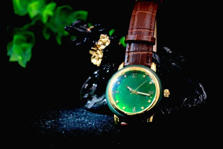 Unisex Luxury Fashion Pure Natural Jade Business Waterproof Watch