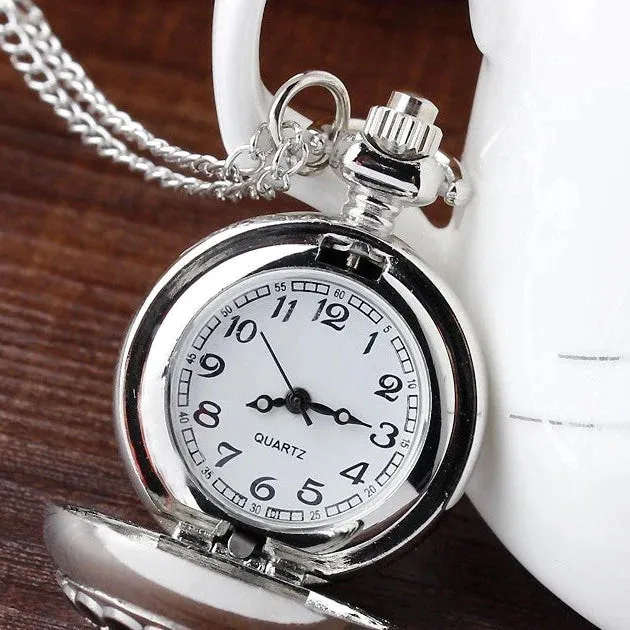 Unisex Shinning Arabic Numerals Pendant Crystal Quartz Pocket Watch