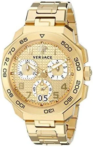 Versace Men's VQC040015 DYLOS CHRONO Analog Display Swiss Quartz Yellow Gold Watch