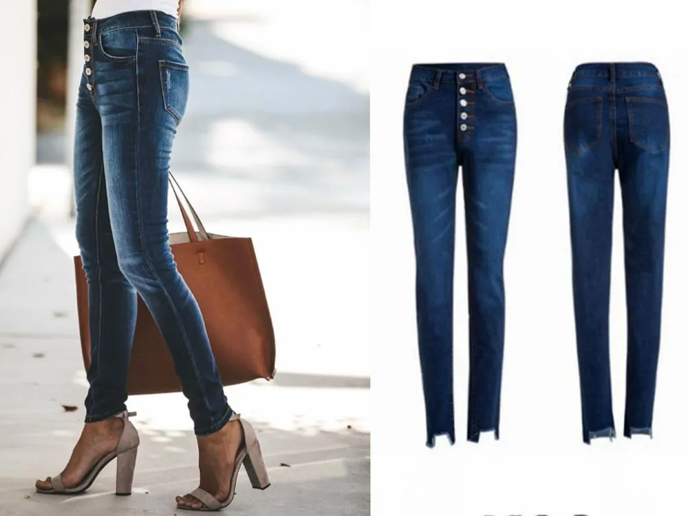 Women High Waist Jeans Stretch Pants Push Up Skinny Denim Trousers