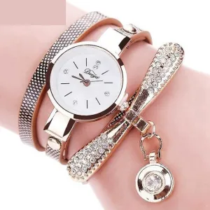 Women's Bracelet Fashion Gold Color Watch with Crystal Rhinestone