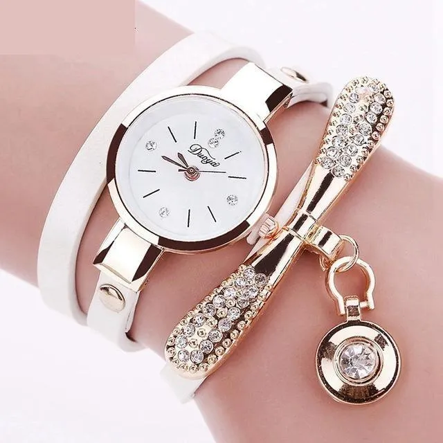 Women's Bracelet Fashion Gold Color Watch with Crystal Rhinestone