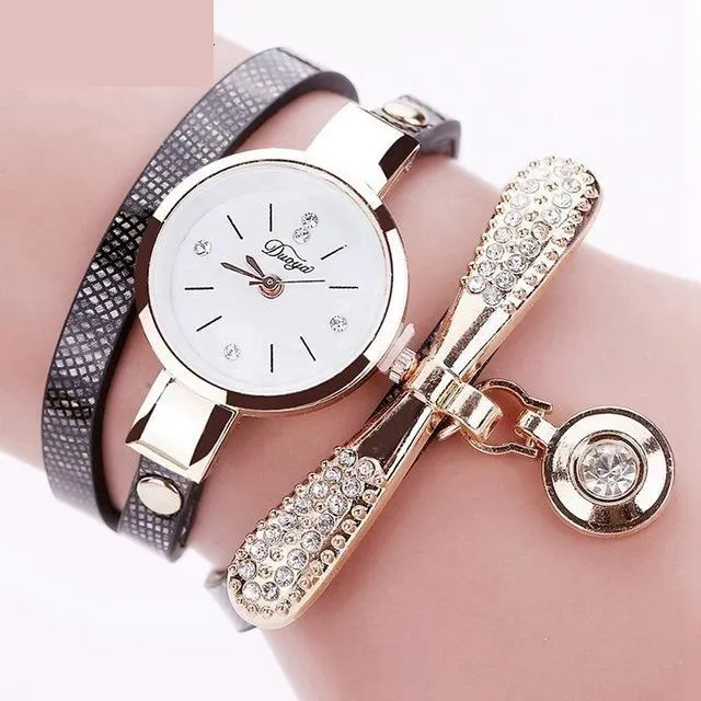 Women's Bracelet Fashion Gold Color Watch with Crystal Rhinestone