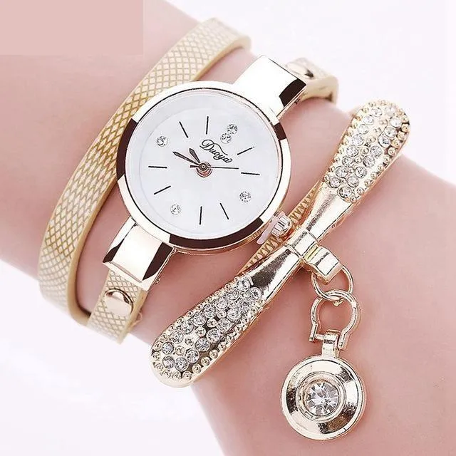 Women's Bracelet Fashion Gold Color Watch with Crystal Rhinestone