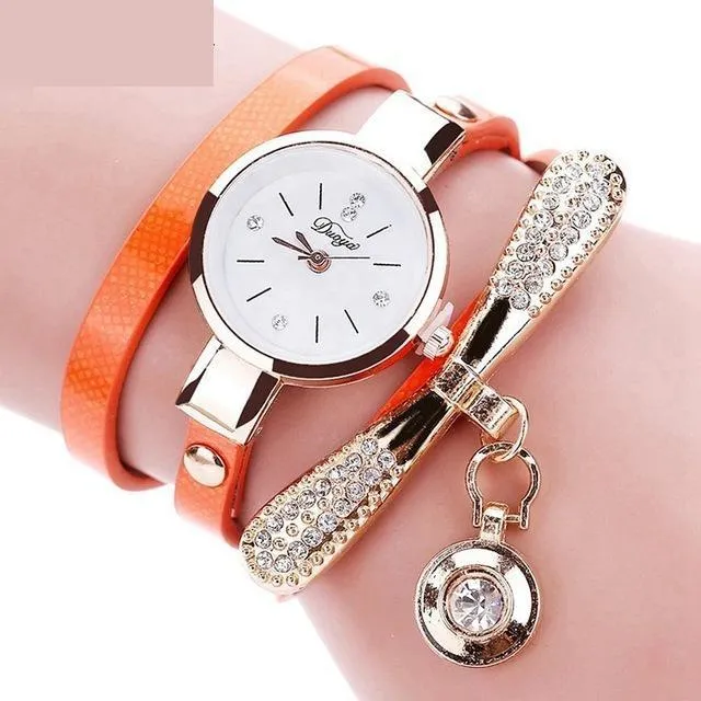 Women's Bracelet Fashion Gold Color Watch with Crystal Rhinestone