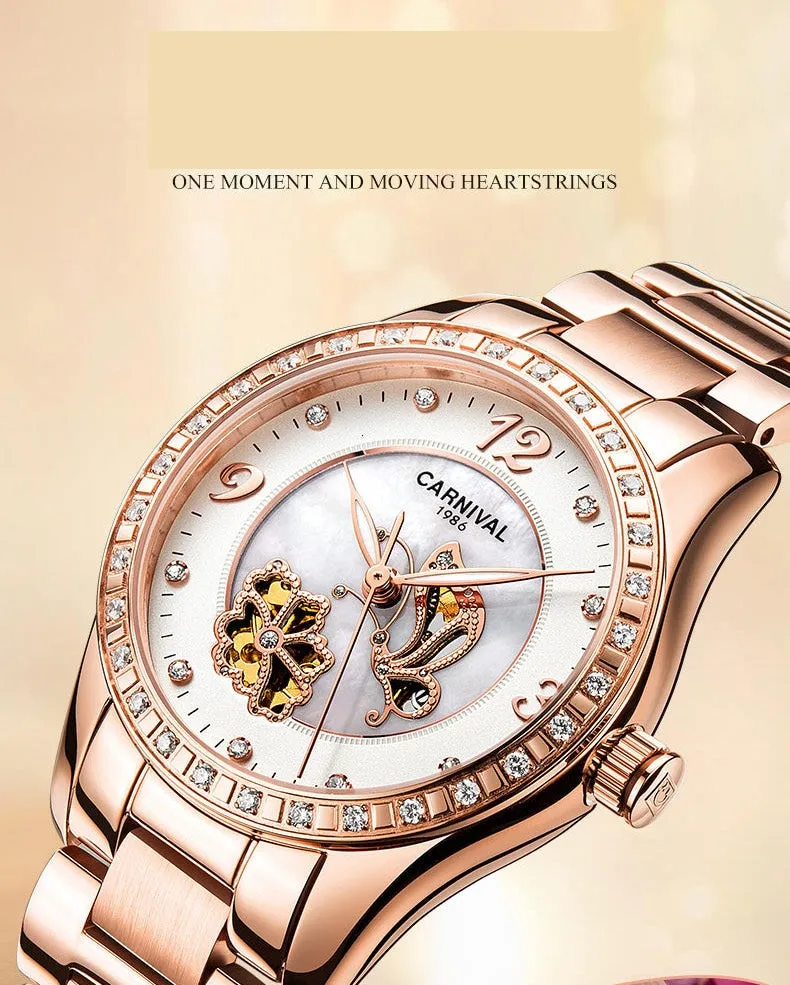 Women's Casual Luminous Automatic Skeleton Mechanical Wrist Watch