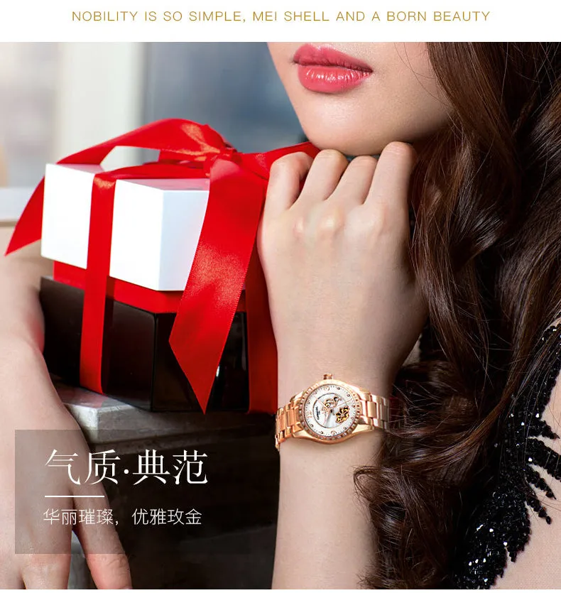 Women's Casual Luminous Automatic Skeleton Mechanical Wrist Watch