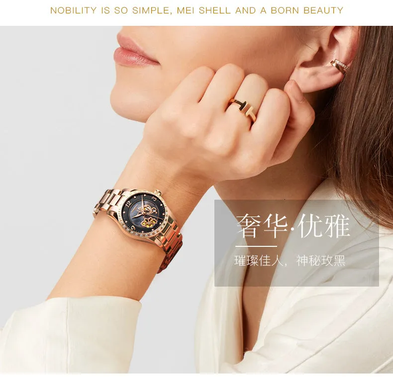 Women's Casual Luminous Automatic Skeleton Mechanical Wrist Watch