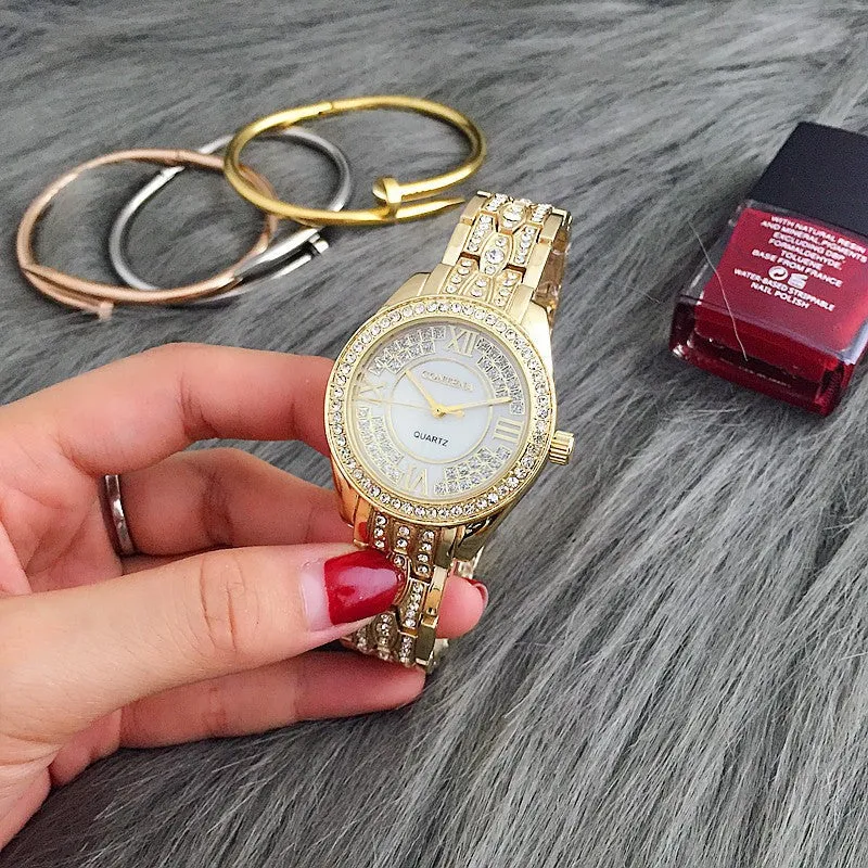 Women's Fashion Luxury Elegant Diamond Shock Resistant Wrist Watch