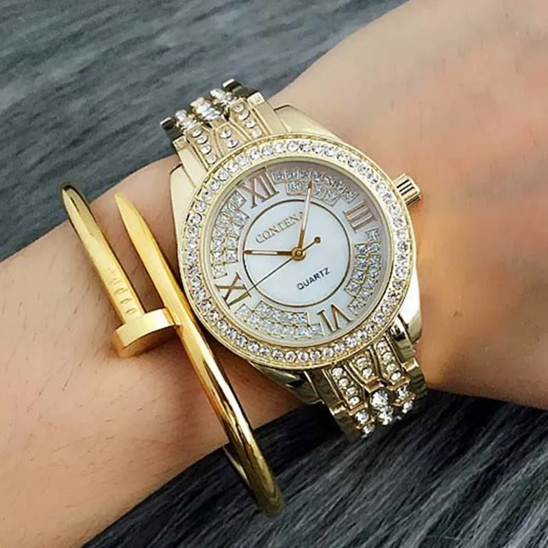 Women's Fashion Luxury Elegant Diamond Shock Resistant Wrist Watch