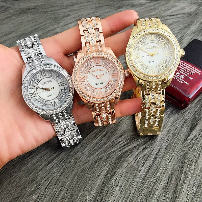 Women's Fashion Luxury Elegant Diamond Shock Resistant Wrist Watch