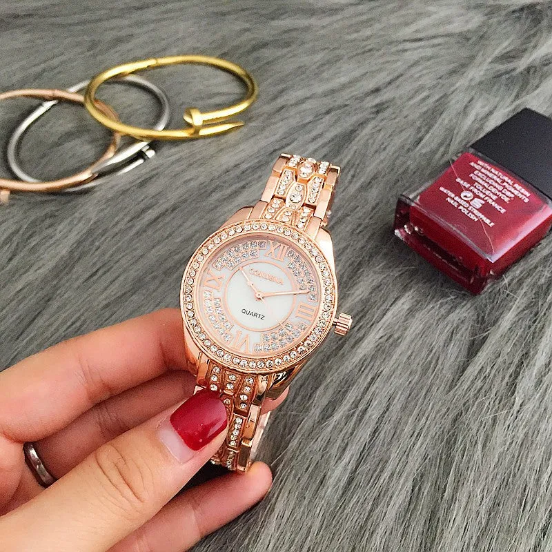 Women's Fashion Luxury Elegant Diamond Shock Resistant Wrist Watch