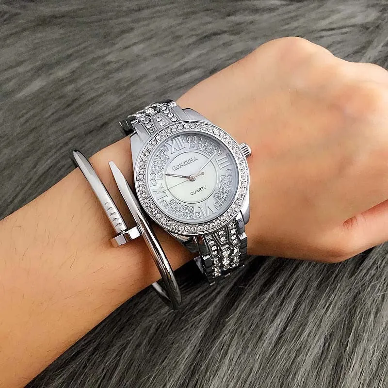 Women's Fashion Luxury Elegant Diamond Shock Resistant Wrist Watch