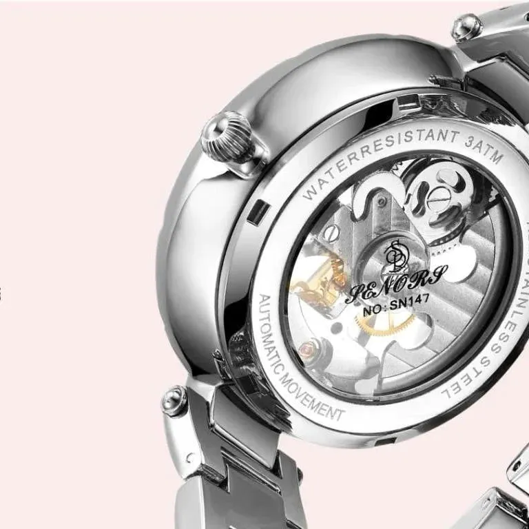 Women's Genuine Leather Hollowed Out Skeleton Luminous Wristwatch