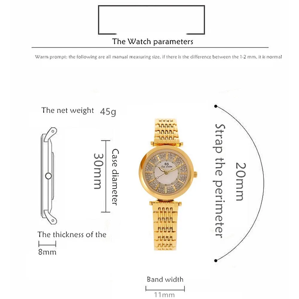 Women's Rhinestone Round Shape Stainless Steel Shock Resistant Watch