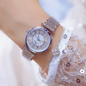 Women's Rhinestone Round Shape Stainless Steel Shock Resistant Watch