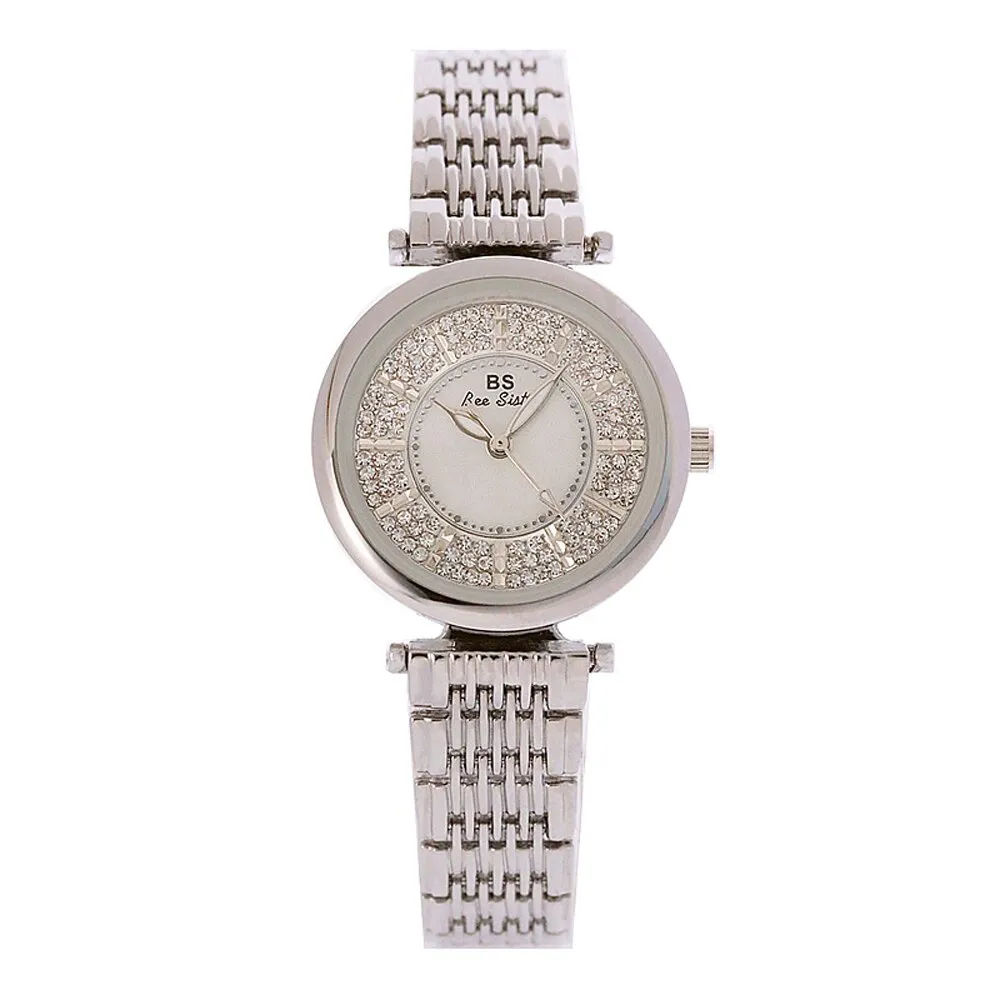 Women's Rhinestone Round Shape Stainless Steel Shock Resistant Watch