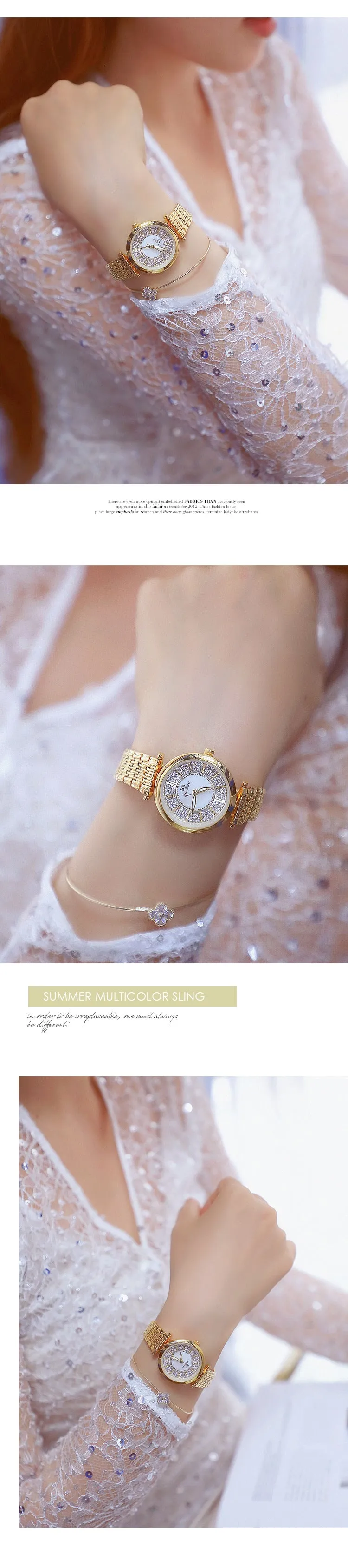 Women's Rhinestone Round Shape Stainless Steel Shock Resistant Watch
