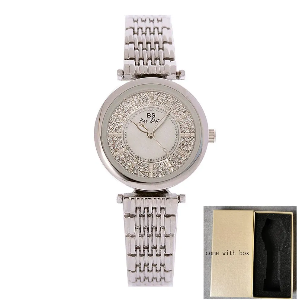 Women's Rhinestone Round Shape Stainless Steel Shock Resistant Watch
