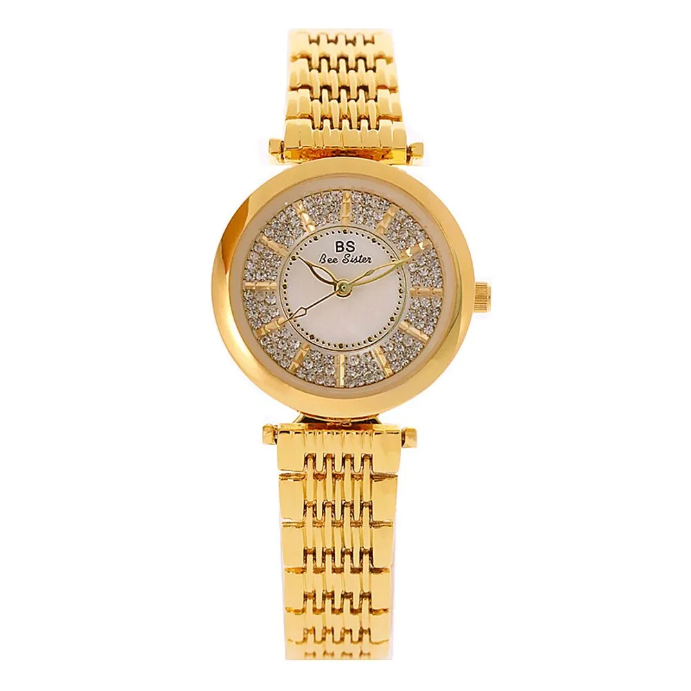 Women's Rhinestone Round Shape Stainless Steel Shock Resistant Watch